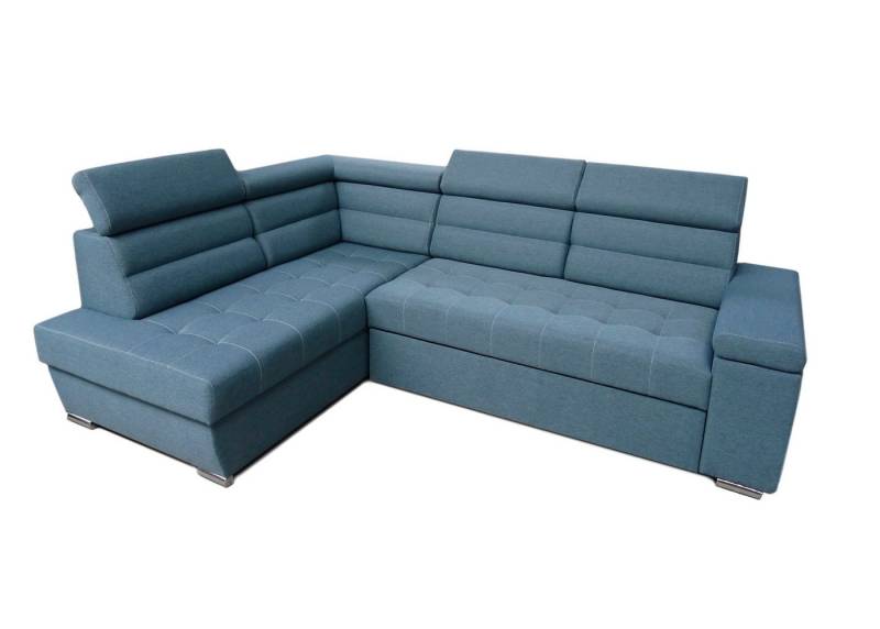 MOEBLO Ecksofa George, Verstellbaren Kopfstützen, Die Beine sind verchromt Sofa mit Ottomane Eckgarnitur Polsterecke, mit Relaxfunktion von MOEBLO