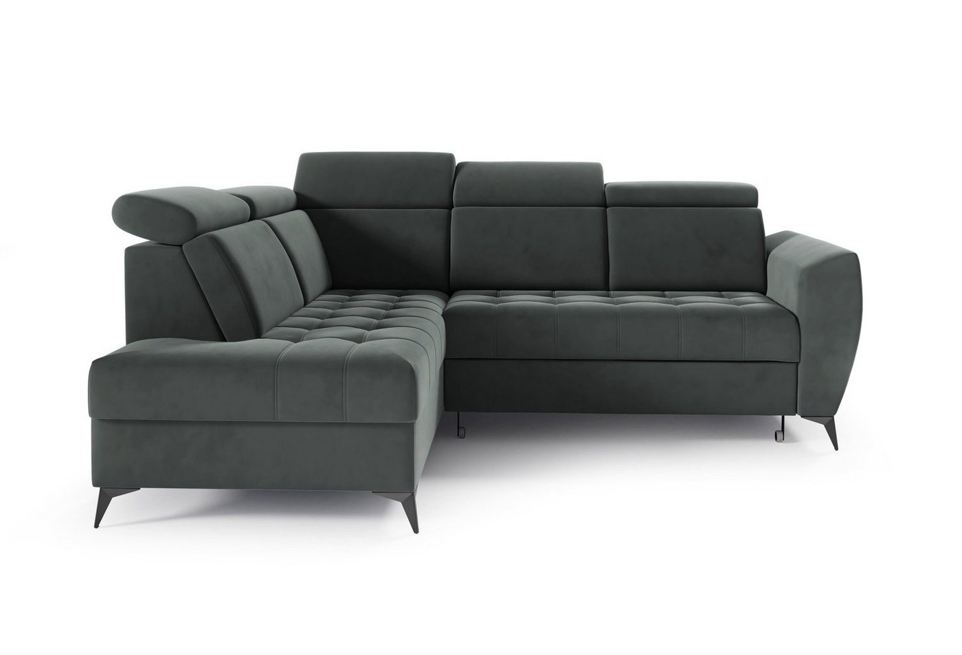 MOEBLO Ecksofa IDAHO II, Couch für Wohnzimmer, Schlafsofa Sofagarnitur Sofa Eckcouch L-Form Wohnlandschaft, Verstellbaren Kopfstützen - (BxHxT): 266x93/109x204 cm, mit Schlaffunktion und Bettkasten von MOEBLO