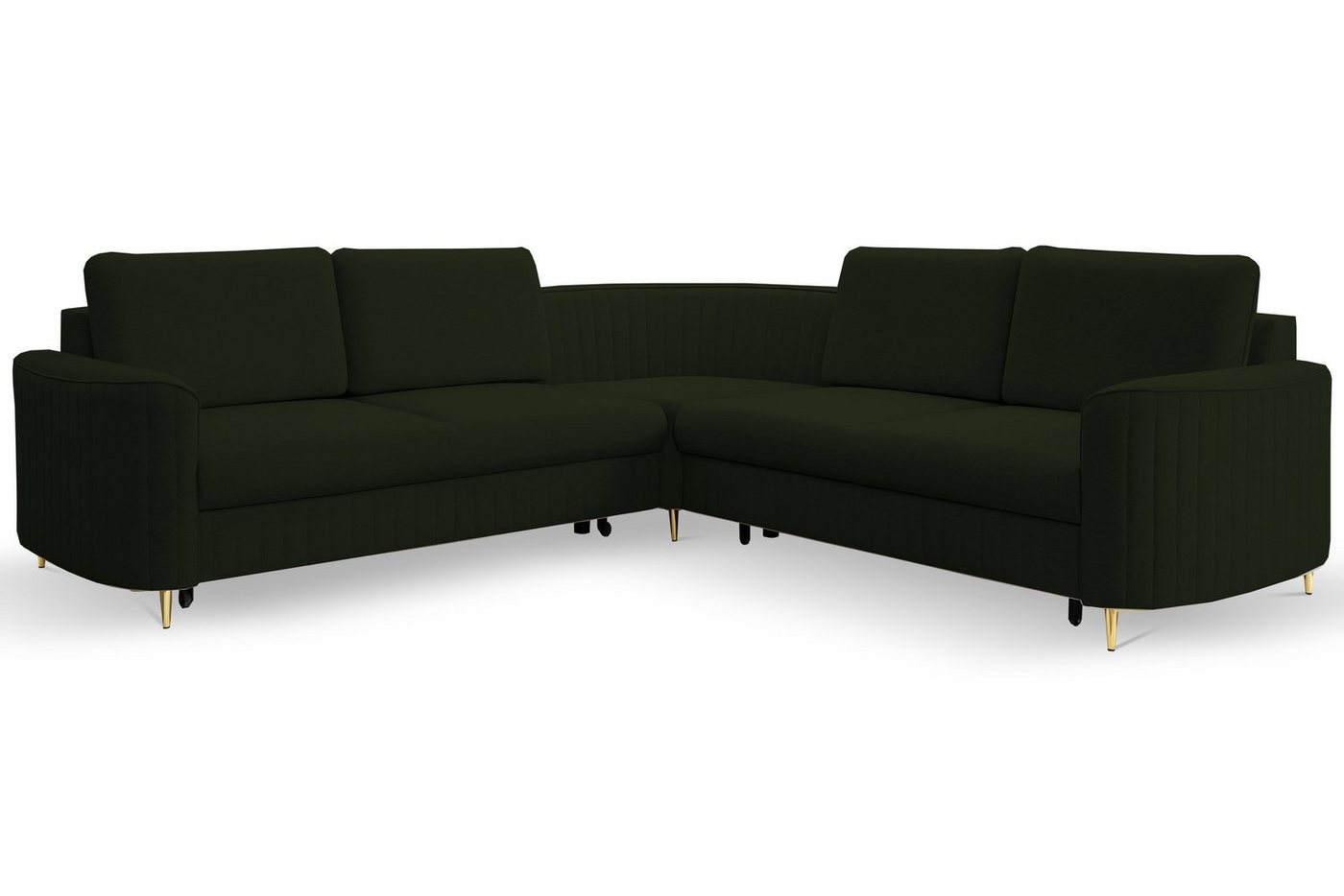 MOEBLO Ecksofa Leman, goldenen Beinen, mit Schlaffunktion, mit Bettkasten, Eckcouch Wohnlandschaft Sofa mit Ottomane Eckgarnitur Polsterecke, (BxHxT):255x86x255 cm, mit Relaxfunktion von MOEBLO