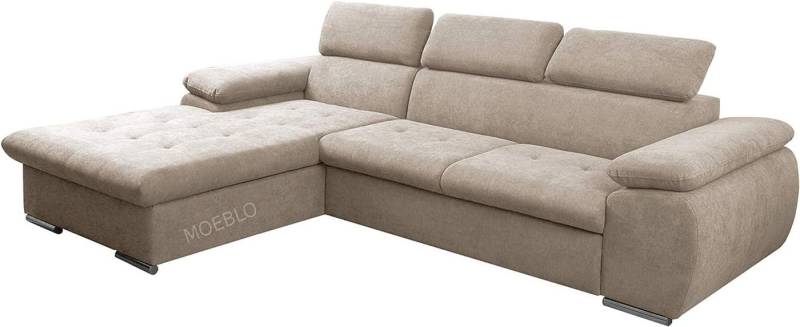 MOEBLO Ecksofa Nilux, Sofa Couch L-Form Polsterecke für Wohnzimmer, Schlafsofa Sofagarnitur Wohnlandschaft, mit Bettkasten und Schlaffunktion von MOEBLO