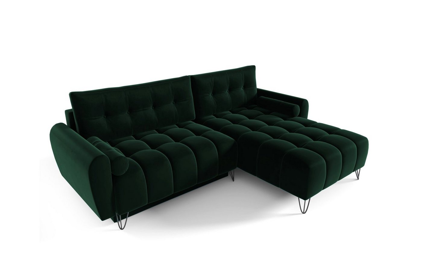MOEBLO Ecksofa OHIO, Elegante Ecke Couch mit Schlaffunktion Bettzeugablage L-förmiges Wohnzimmergarnitur Sofagarnitu - (BxHxT): 245x176x94 cm, mit Schlaffunktion und Bettkasten von MOEBLO