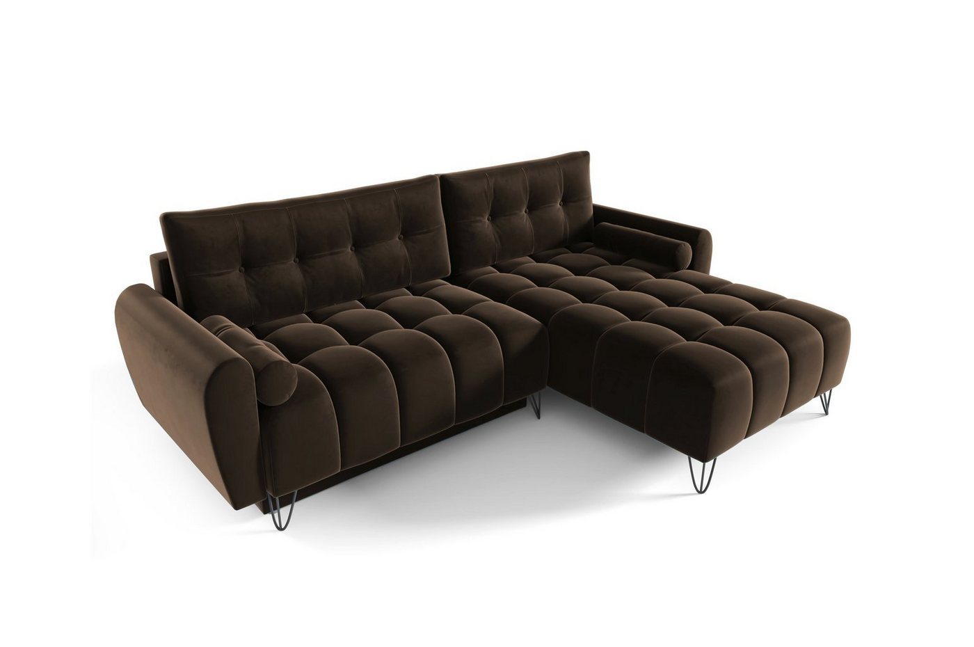 MOEBLO Ecksofa OHIO, Elegante Ecke Couch mit Schlaffunktion Bettzeugablage L-förmiges Wohnzimmergarnitur Sofagarnitu - (BxHxT): 245x176x94 cm, mit Schlaffunktion und Bettkasten von MOEBLO