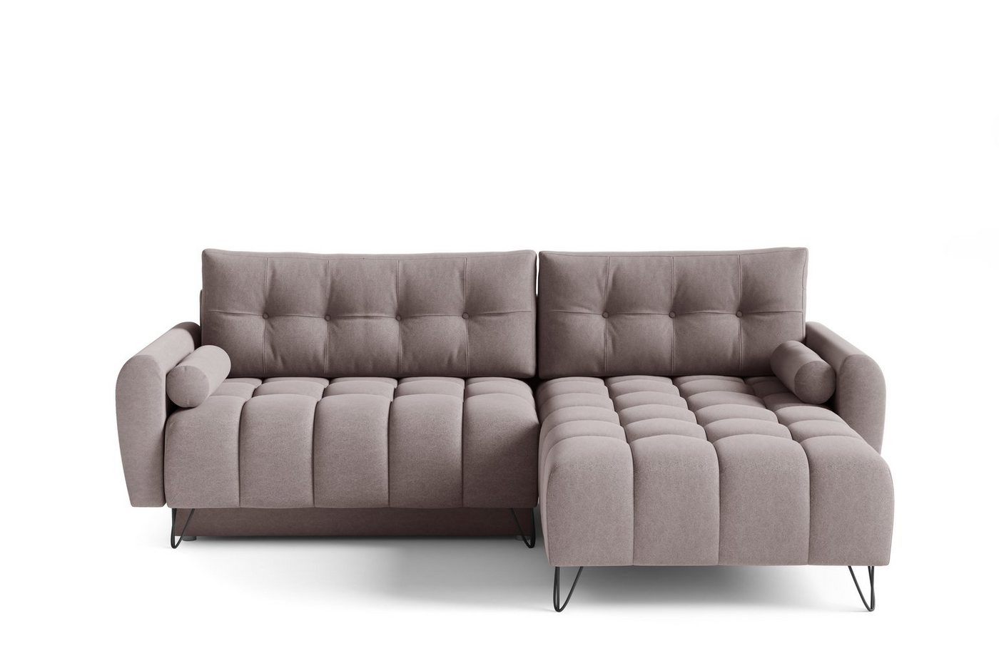 MOEBLO Ecksofa OHIO, Elegante Ecke Couch mit Schlaffunktion Bettzeugablage L-förmiges Wohnzimmergarnitur Sofagarnitu - (BxHxT): 245x176x94 cm, mit Schlaffunktion und Bettkasten von MOEBLO