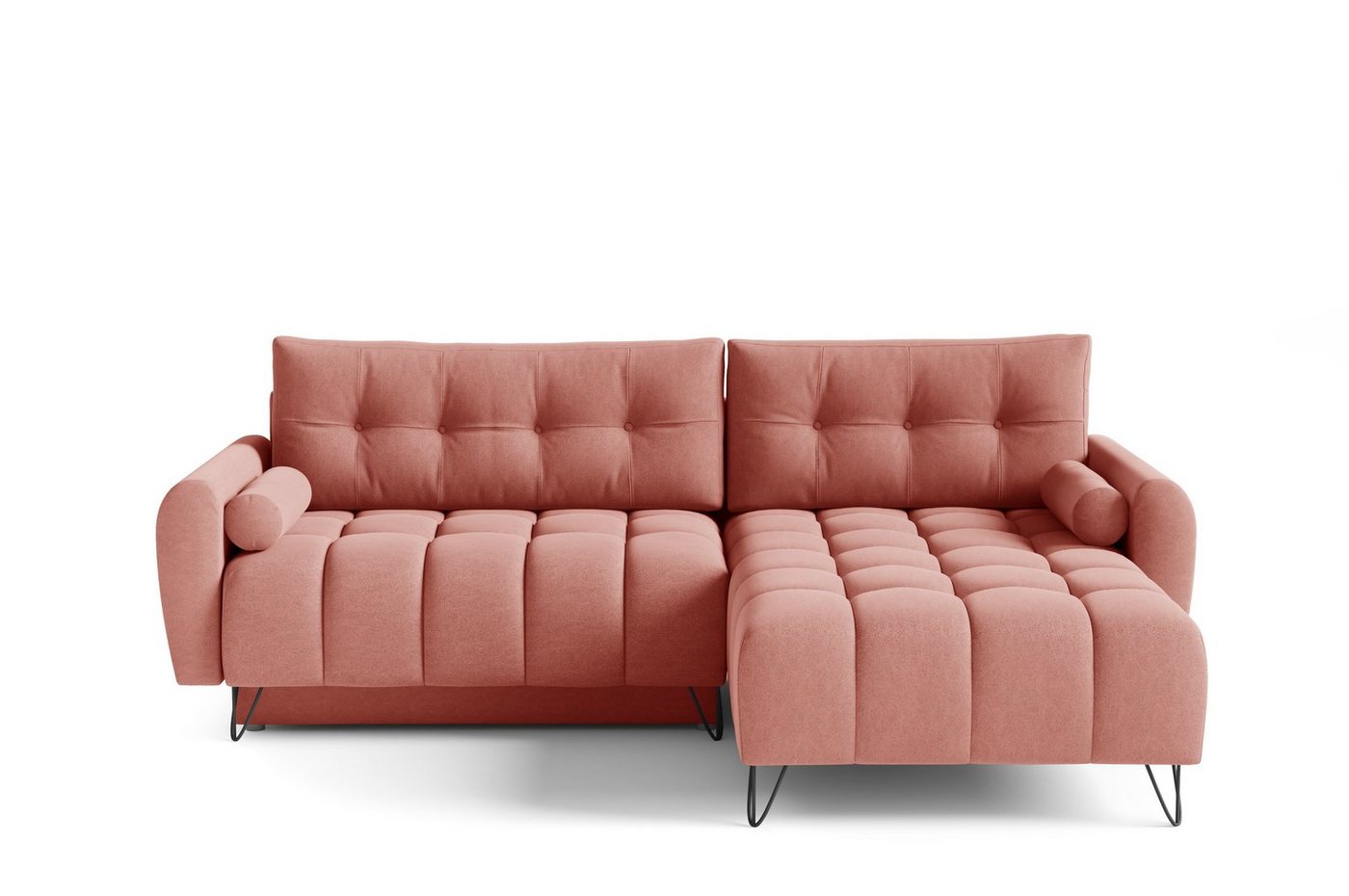 MOEBLO Ecksofa OHIO, Elegante Ecke Couch mit Schlaffunktion Bettzeugablage L-förmiges Wohnzimmergarnitur Sofagarnitu - (BxHxT): 245x176x94 cm, mit Schlaffunktion und Bettkasten von MOEBLO