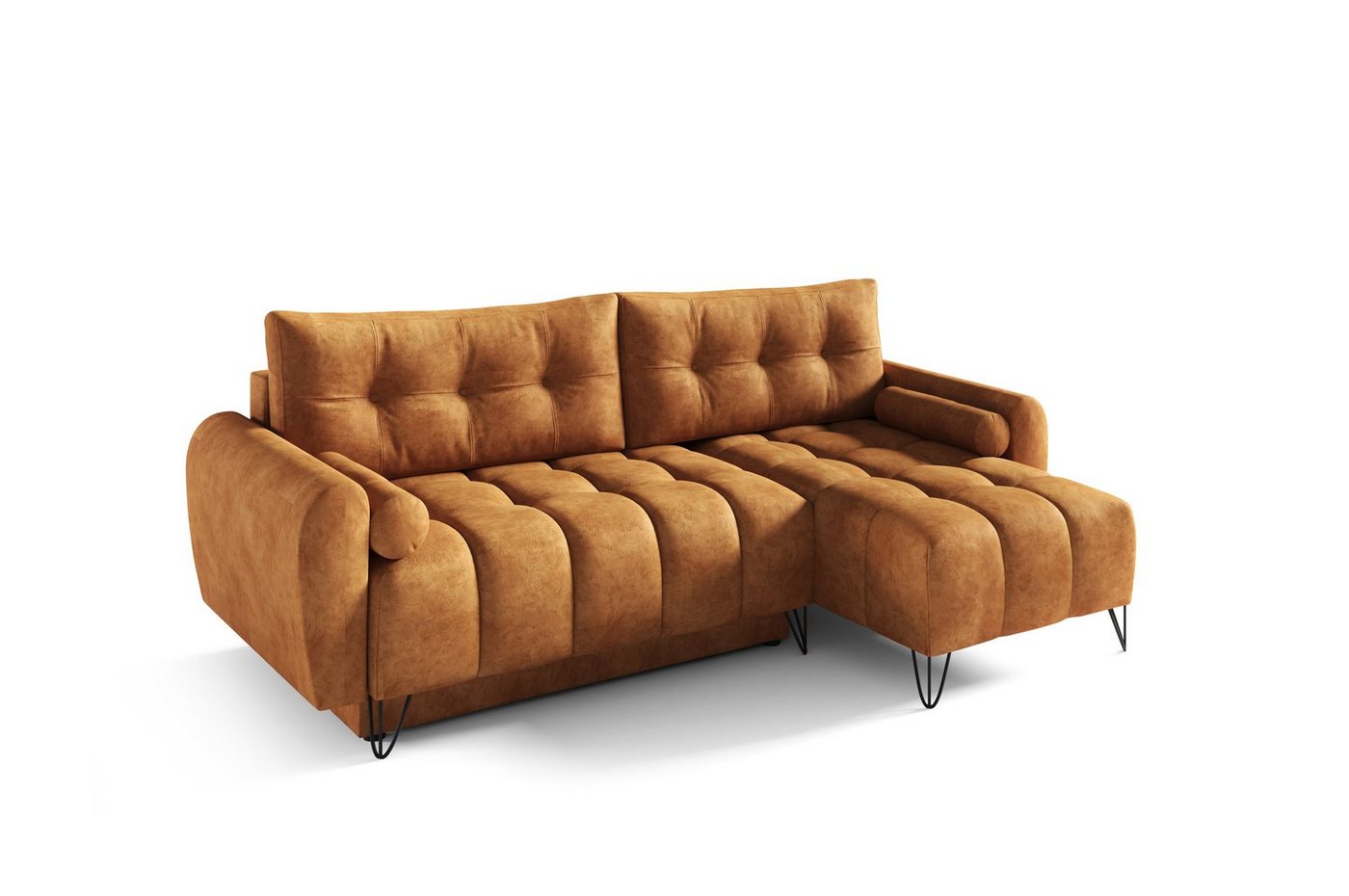 MOEBLO Ecksofa OHIO Mini, Elegante Ecke Couch mit Schlaffunktion Bettzeugablage L-förmiges Wohnzimmergarnitur Sofagarnitu - (BxHxT): 222x148x94 cm, mit Schlaffunktion und Bettkasten von MOEBLO