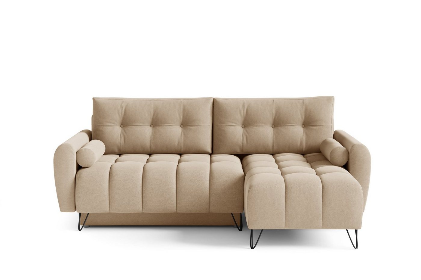 MOEBLO Ecksofa OHIO Mini, Elegante Ecke Couch mit Schlaffunktion Bettzeugablage L-förmiges Wohnzimmergarnitur Sofagarnitu - (BxHxT): 222x148x94 cm, mit Schlaffunktion und Bettkasten von MOEBLO