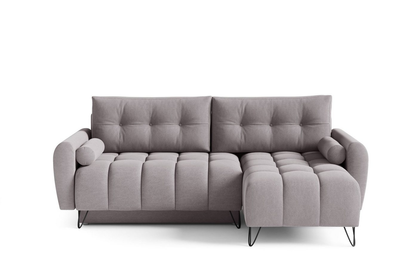 MOEBLO Ecksofa OHIO Mini, Elegante Ecke Couch mit Schlaffunktion Bettzeugablage L-förmiges Wohnzimmergarnitur Sofagarnitu - (BxHxT): 222x148x94 cm, mit Schlaffunktion und Bettkasten von MOEBLO