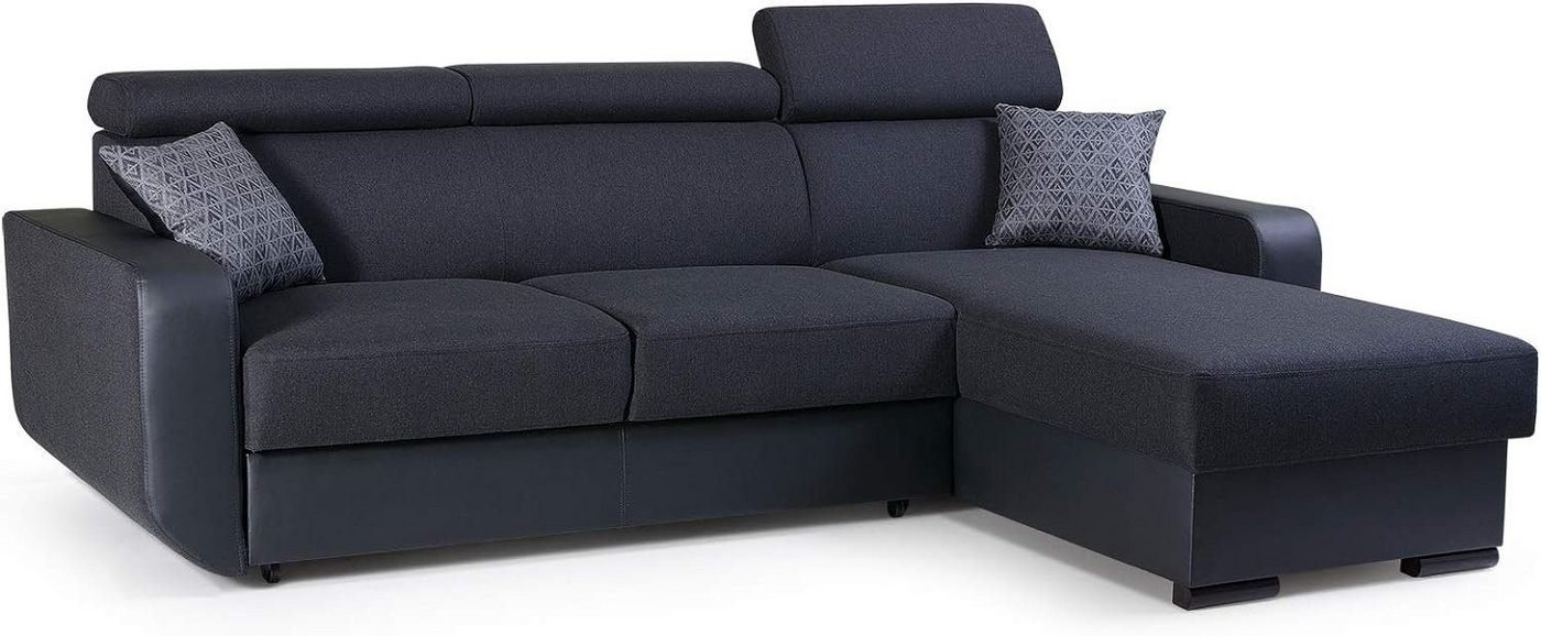 MOEBLO Ecksofa PEDRO, Universelle Ottomane Eckcouch Sofa Couch Wohnlandschaft L-Form Polsterecke - 236x165x97 cm, mit Schlaffunktion und Bettkasten von MOEBLO