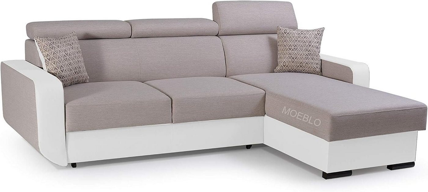 MOEBLO Ecksofa PEDRO, Universelle Ottomane Eckcouch Sofa Couch Wohnlandschaft L-Form Polsterecke - 236x165x97 cm, mit Schlaffunktion und Bettkasten von MOEBLO