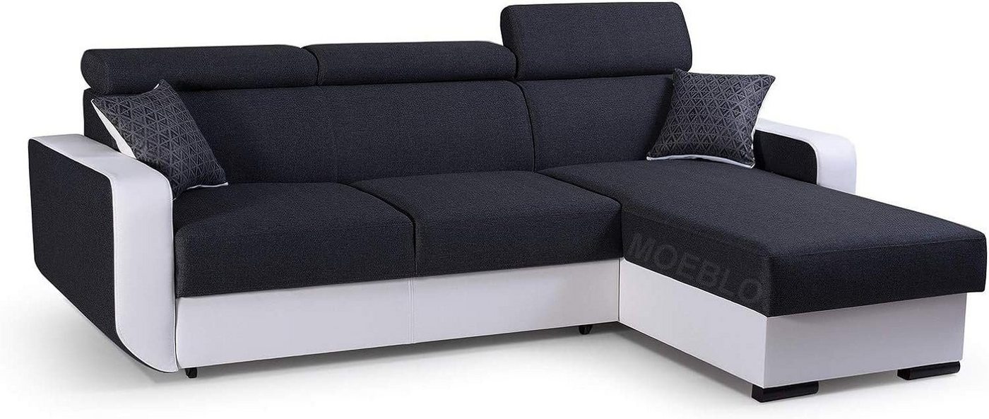 MOEBLO Ecksofa PEDRO, Universelle Ottomane Eckcouch Sofa Couch Wohnlandschaft L-Form Polsterecke - 236x165x97 cm, mit Schlaffunktion und Bettkasten von MOEBLO