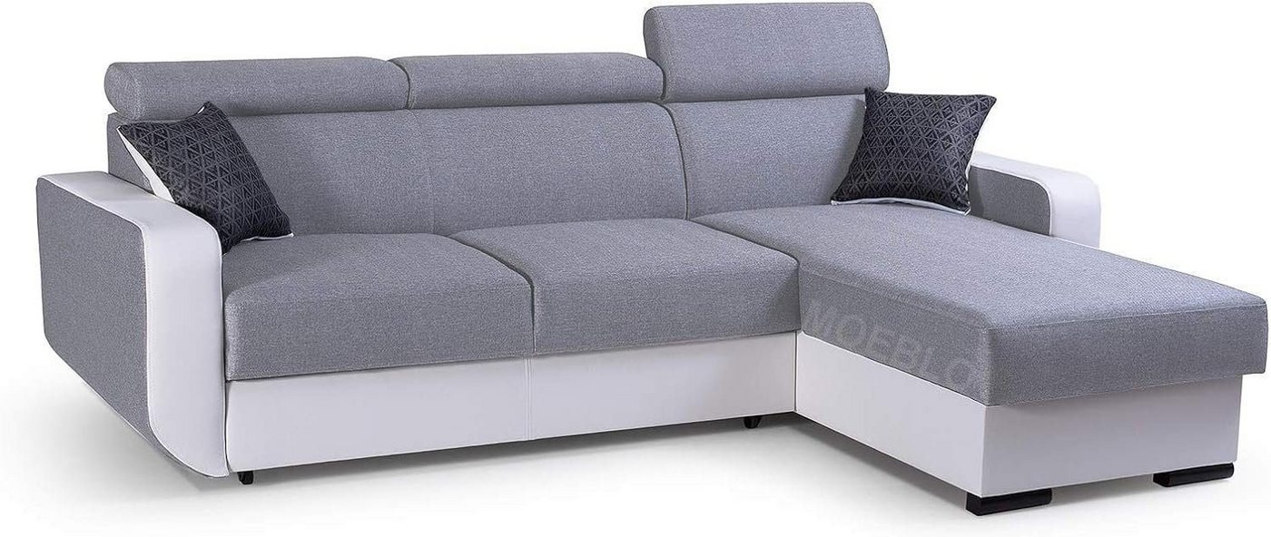 MOEBLO Ecksofa PEDRO, Universelle Ottomane Eckcouch Sofa Couch Wohnlandschaft L-Form Polsterecke - 236x165x97 cm, mit Schlaffunktion und Bettkasten von MOEBLO