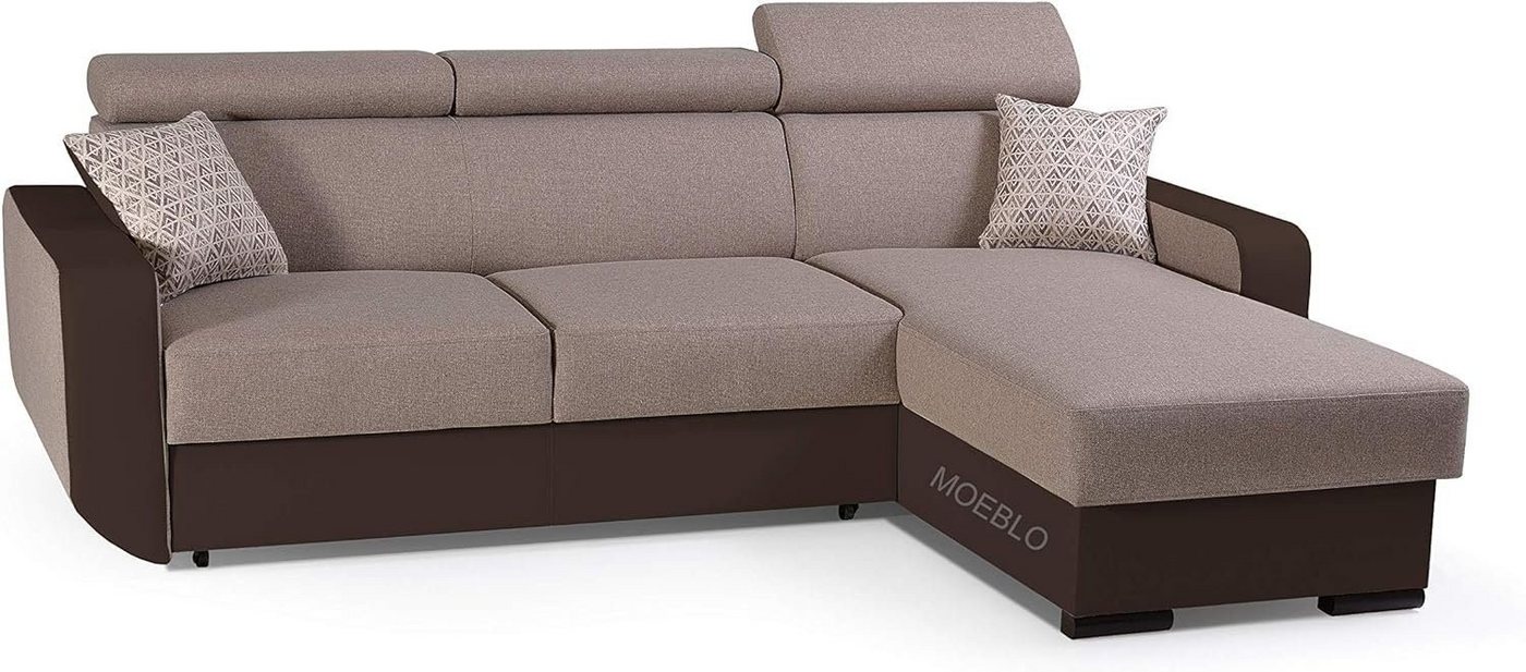 MOEBLO Ecksofa PEDRO, Universelle Ottomane Eckcouch Sofa Couch Wohnlandschaft L-Form Polsterecke - 236x165x97 cm, mit Schlaffunktion und Bettkasten von MOEBLO