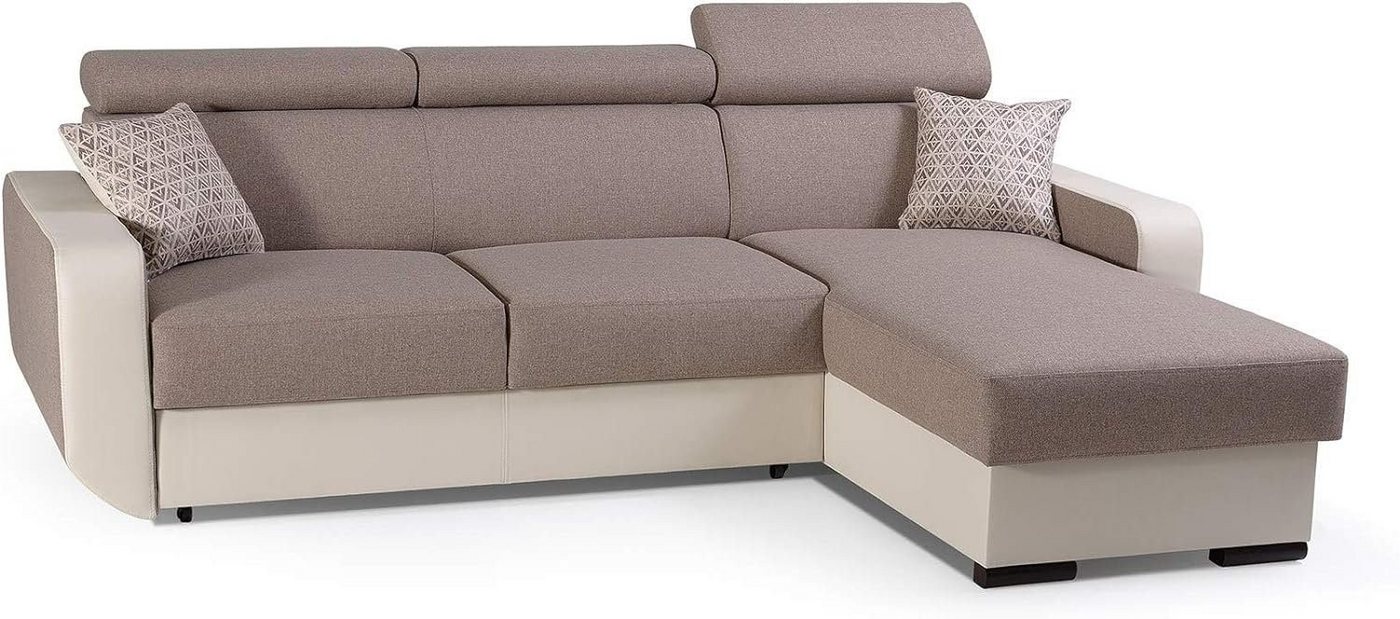 MOEBLO Ecksofa PEDRO, Universelle Ottomane Eckcouch Sofa Couch Wohnlandschaft L-Form Polsterecke - 236x165x97 cm, mit Schlaffunktion und Bettkasten von MOEBLO