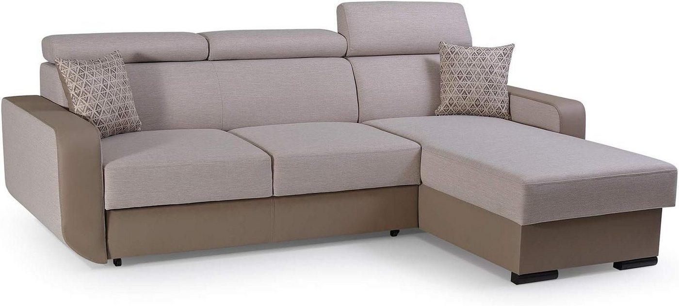 MOEBLO Ecksofa PEDRO, Universelle Ottomane Eckcouch Sofa Couch Wohnlandschaft L-Form Polsterecke - 236x165x97 cm, mit Schlaffunktion und Bettkasten von MOEBLO