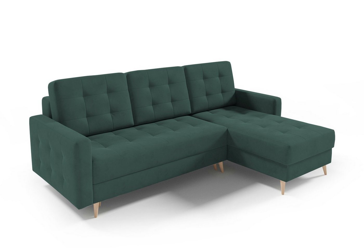 MOEBLO Ecksofa SKIEN I, Couch für Wohnzimmer, Schlafsofa Sofagarnitur Sofa Eckcouch L-Form Wohnlandschaft mit 3 Rückenkissen - (BxHxT): 235x99x139 cm, mit Schlaffunktion und Bettkasten von MOEBLO