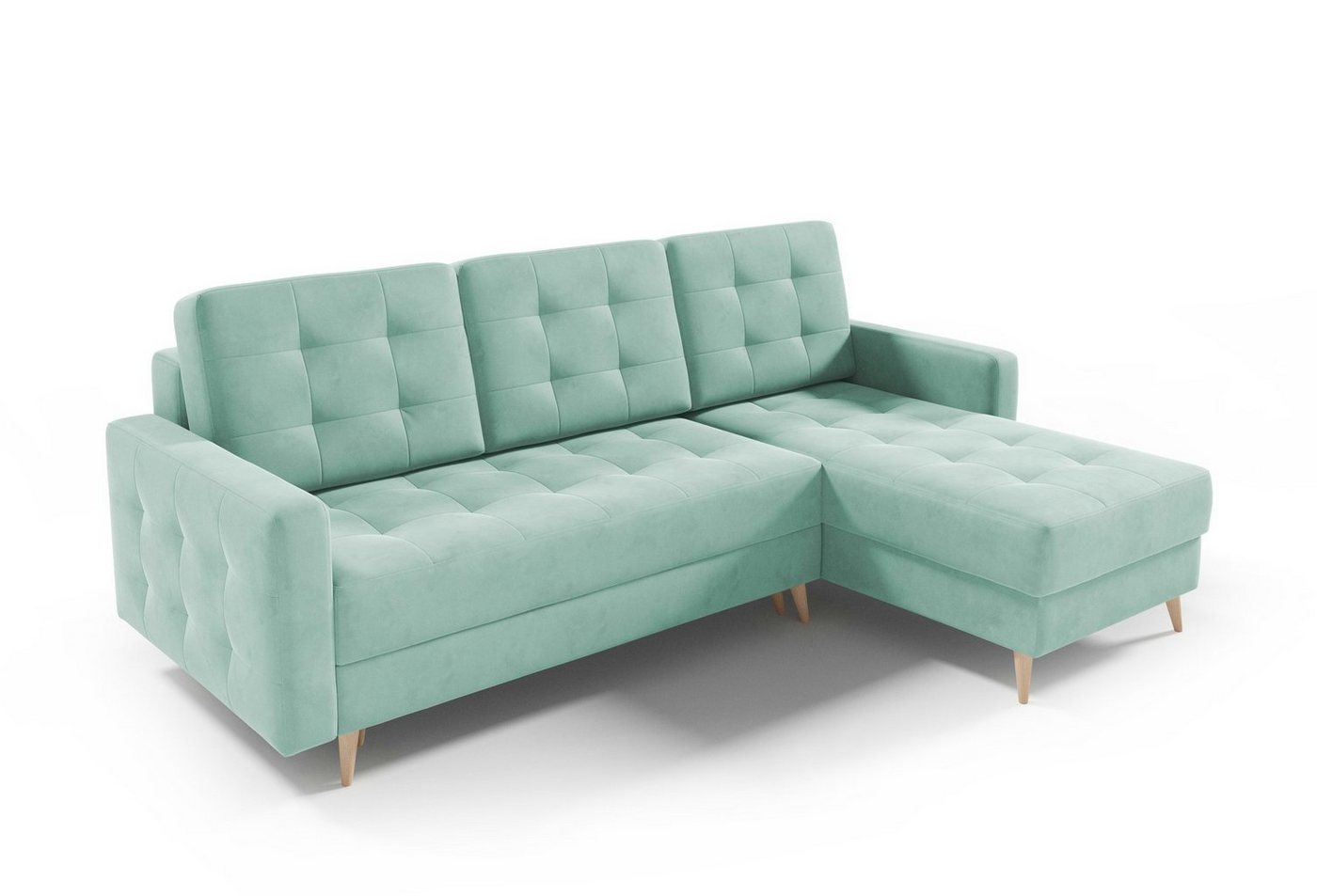 MOEBLO Ecksofa SKIEN I, Couch für Wohnzimmer, Schlafsofa Sofagarnitur Sofa Eckcouch L-Form Wohnlandschaft mit 3 Rückenkissen - (BxHxT): 235x99x139 cm, mit Schlaffunktion und Bettkasten von MOEBLO