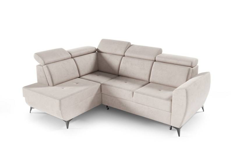 MOEBLO Ecksofa TESLIN II, Couch für Wohnzimmer, Schlafsofa Sofagarnitur Sofa Eckcouch L-Form Wohnlandschaft mit Bettfunktion - (BxHxT): 266x93-109x204 cm, mit Bettkasten und Schlaffunktion von MOEBLO