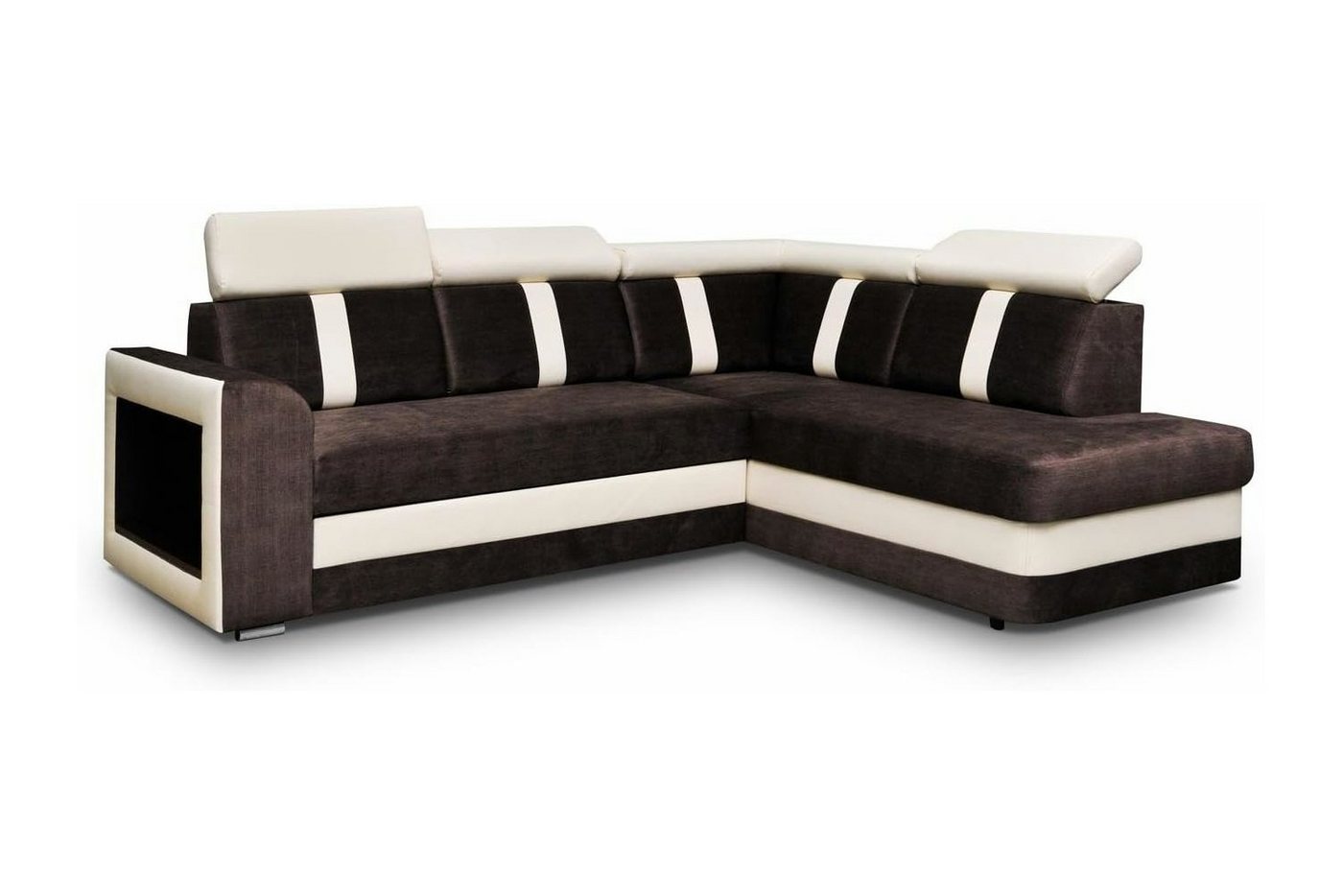 MOEBLO Ecksofa TEXAS, Eckcouch Sofa Eckcouch Verstellbaren Kopfstützen Couch Ottomane L-Form Schlafsofa Bettsofa Polstergarnitur, mit Schlaffunktion und Bettkasten, - (BxHxT): 263x87x93 cm von MOEBLO