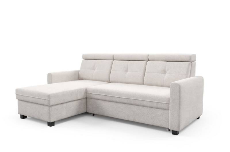 MOEBLO Ecksofa TONGA, Universelles Design für jeden Raum, wählbar in links- oder rechtsseitiger Ausführung, Eckcouch Wohnlandschaft Sofa mit Ottomane Eckgarnitur Polsterecke, Verstellbare Kopfstützen, -(BxHxT):217x90x166 cm von MOEBLO