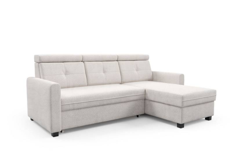 MOEBLO Ecksofa TONGA, Universelles Design für jeden Raum, wählbar in links- oder rechtsseitiger Ausführung, Eckcouch Wohnlandschaft Sofa mit Ottomane Eckgarnitur Polsterecke, Verstellbare Kopfstützen, -(BxHxT):217x90x166 cm von MOEBLO