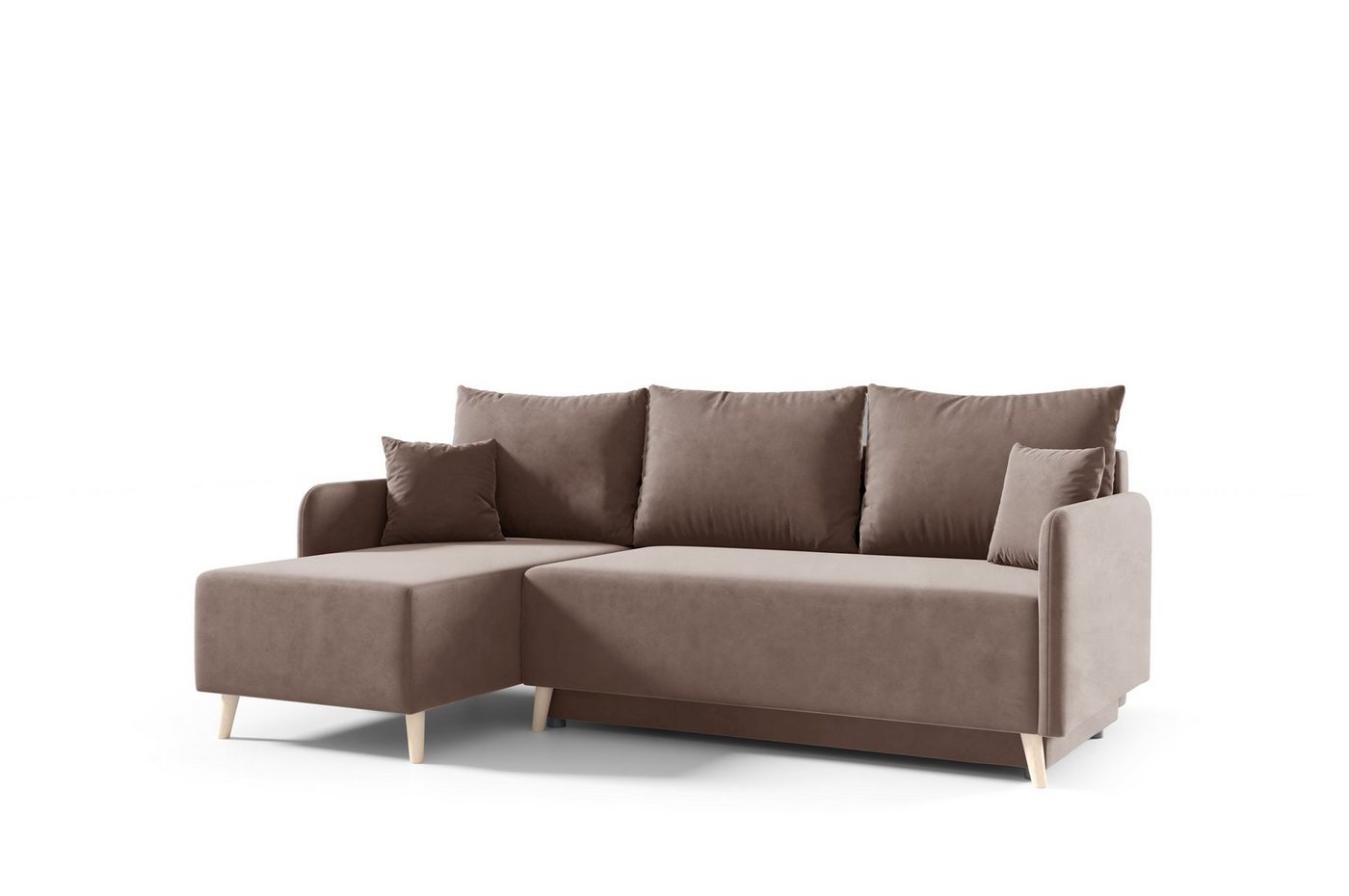 MOEBLO Ecksofa VALLETTA, Ottomane Universalsofa, L-förmiges Schlafsofa mit Schlaffunktion und Bettkasten, Lounge-Suite - (BxHxT): 212x87x136 cm, mit Schlaffunktion und Bettkasten von MOEBLO