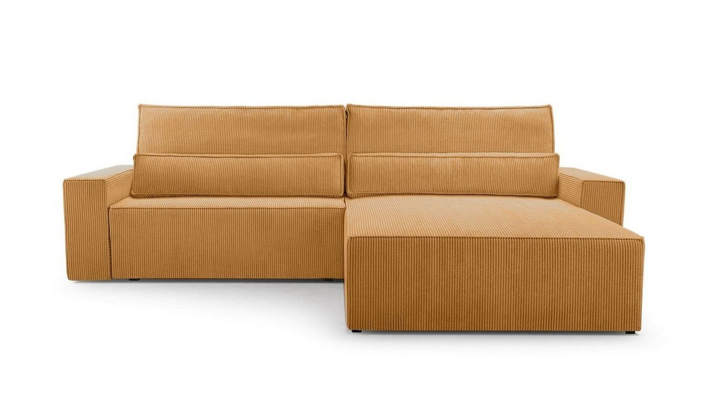 MOEBLO Ecksofa aus Cord DENVER L, Ottomane beidseitig montierbar Couch Cord für Wohnzimmer Schlafsofa Sofagarnitur Sofa Eckcouch L-Form Cordstoff - 290x85x200cm, mit Schlaffunktion und Bettkasten von MOEBLO