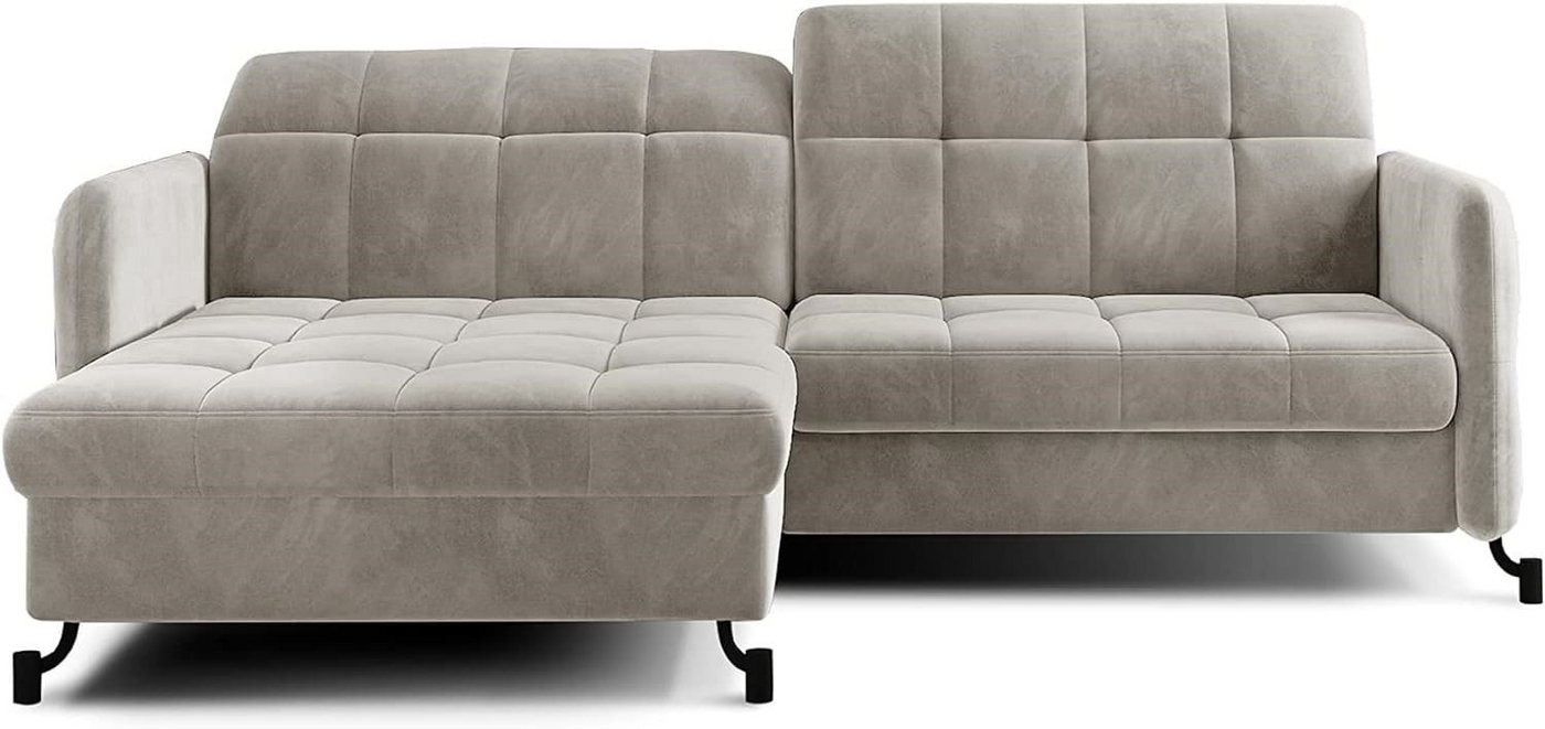 MOEBLO Ecksofa aus Samt KEATING, Couch für Wohnzimmer, Schlafsofa Sofagarnitur Sofa Eckcouch L-Form Wohnlandschaft mit Bettfunktion, mit Schlaffunktion, Verstellbaren Kopfstützen von MOEBLO