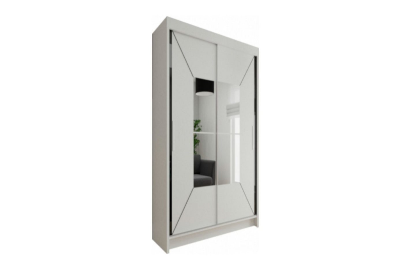 MOEBLO Kleiderschrank COLEN (Schwebetürenschrank 2-türig Schrank Garderobe Schiebtüren Schlafzimmer, Dekorative schwarze Einsätze) (BxHxT):120/150/180/200x216x62cm von MOEBLO