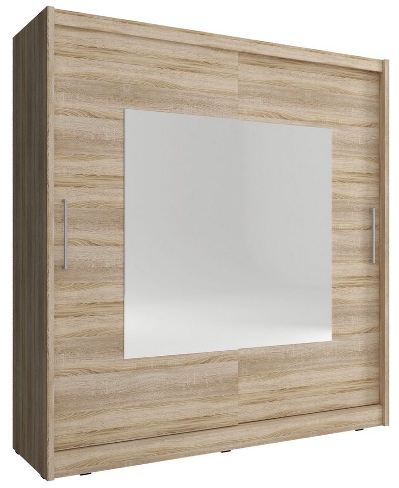 MOEBLO Kleiderschrank KUBA IX (Wohnzimmerschrank 2-türig Schrank Gaderobe Schiebtüren, mit Spiegel Schwebetürenschrank mit Einlegeböden und Kleiderstange) (BxHxT): 180/200x200/214x62cm von MOEBLO