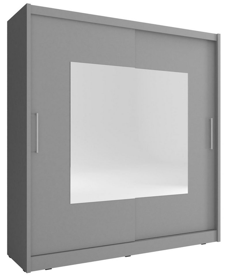 MOEBLO Kleiderschrank KUBA IX (Wohnzimmerschrank 2-türig Schrank Gaderobe Schiebtüren, mit Spiegel Schwebetürenschrank mit Einlegeböden und Kleiderstange) (BxHxT): 180/200x200/214x62cm von MOEBLO