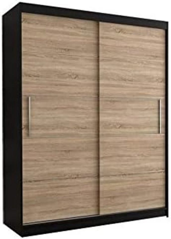 MOEBLO Kleiderschrank LARA 06 (mit dekorativen Elementen aus Aiminium, Schwebetürenschrank 2-türig Schrank, Gaderobe mit vielen Einlegeböden und Kleiderstange), (BxHxT): 150x200x61 cm von MOEBLO