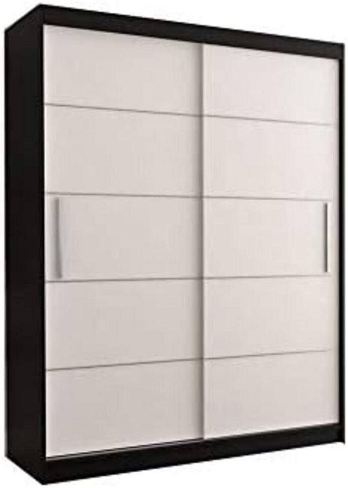 MOEBLO Kleiderschrank LARA 06 (mit dekorativen Elementen aus Aiminium, Schwebetürenschrank 2-türig Schrank, Gaderobe mit vielen Einlegeböden und Kleiderstange), (BxHxT): 150x200x61 cm von MOEBLO