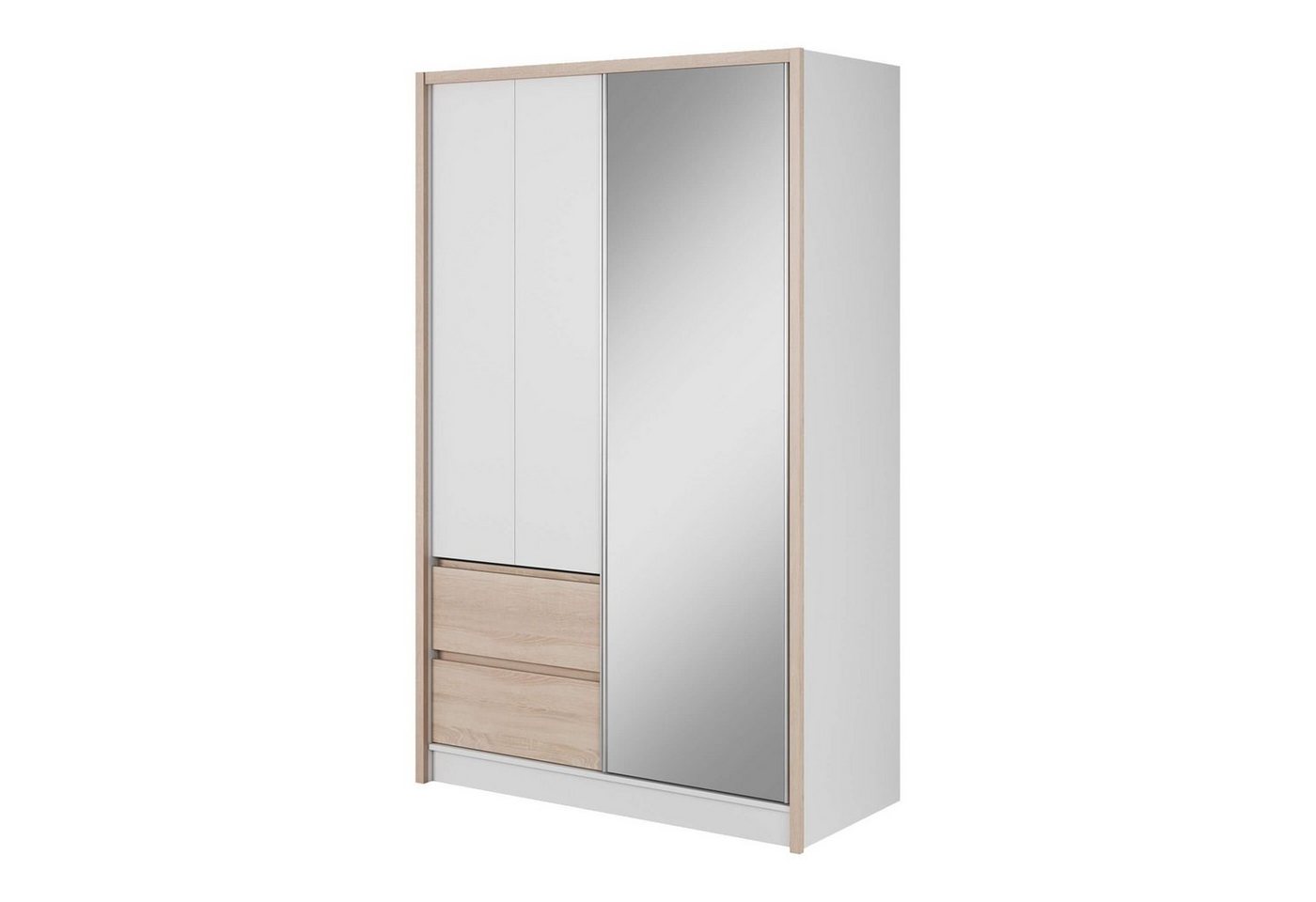 MOEBLO Kleiderschrank LUCY (Wohnzimmerschrank Schrank Gaderobe, mit Spiegel und Schubladen Schwebetürenschrank mit Einlegeböden) (BxHxT): 200/180/150/130x62x214 cm von MOEBLO