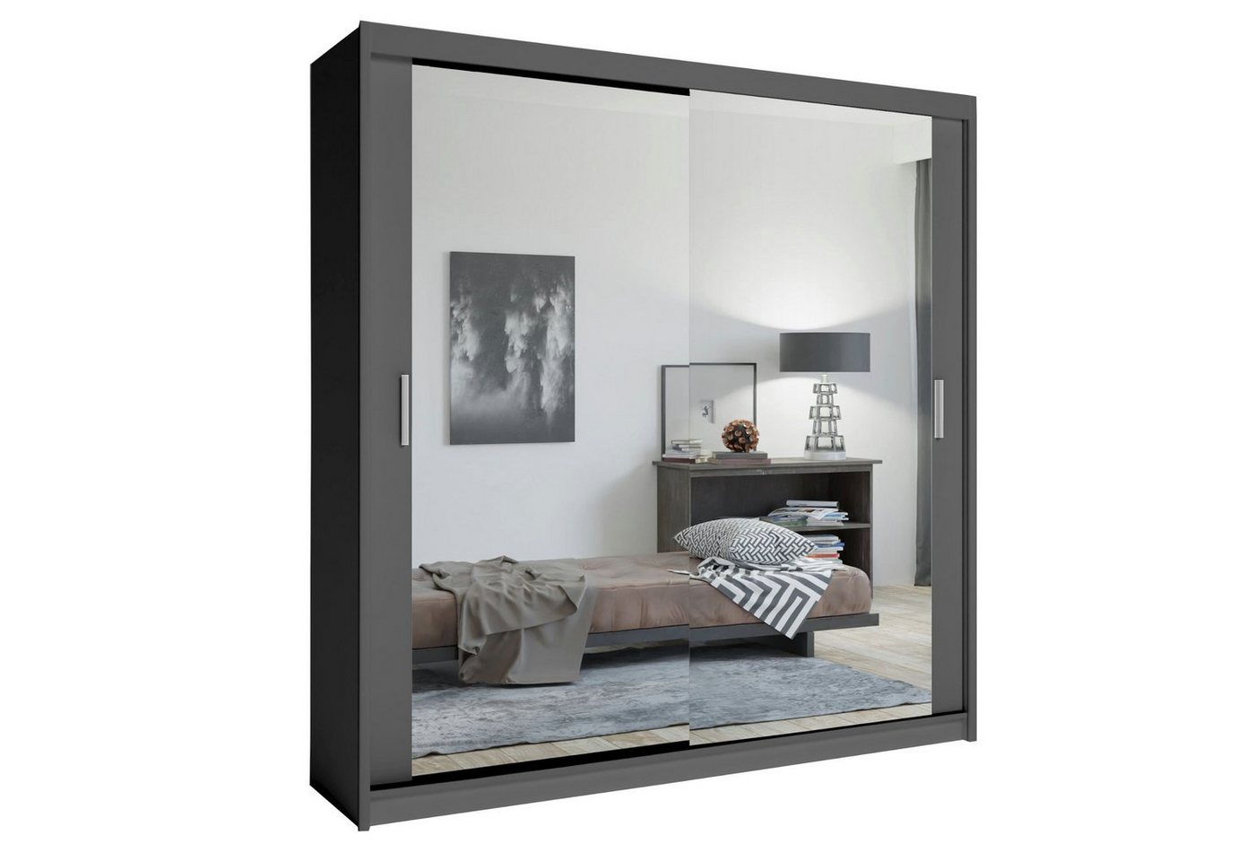 MOEBLO Kleiderschrank LUXI (Schwebetürenschrank 2,3-türig Schrank Garderobe Schiebtüren Schlafzimmer) (BxHxT):203/250x216x62cm von MOEBLO