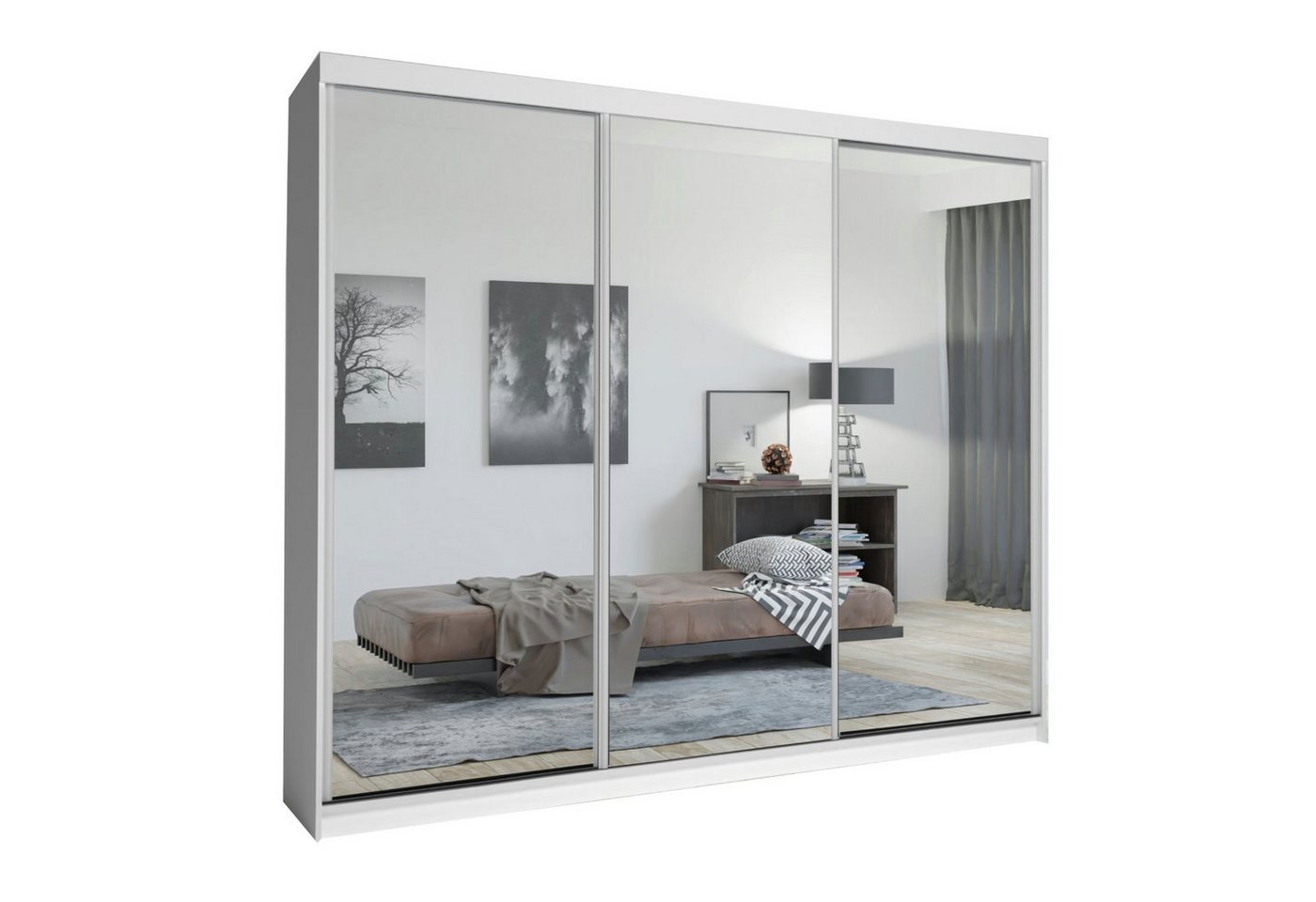 MOEBLO Kleiderschrank LUXI (Schwebetürenschrank 2,3-türig Schrank Garderobe Schiebtüren Schlafzimmer) (BxHxT):203/250x216x62cm von MOEBLO
