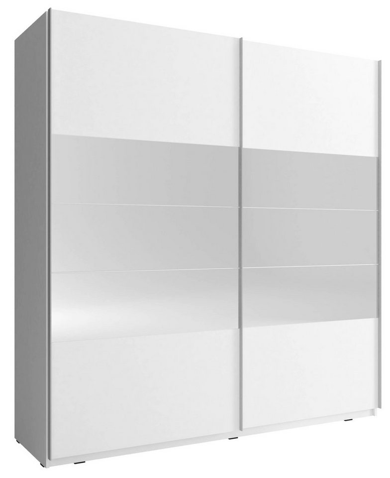 MOEBLO Kleiderschrank NELE I (Wohnzimmerschrank 2-türig Schrank Gaderobe Schiebtüren, mit Spiegel Schwebetürenschrank mit Einlegeböden und Kleiderstange) (BxHxT): 150/200x214x62 cm von MOEBLO