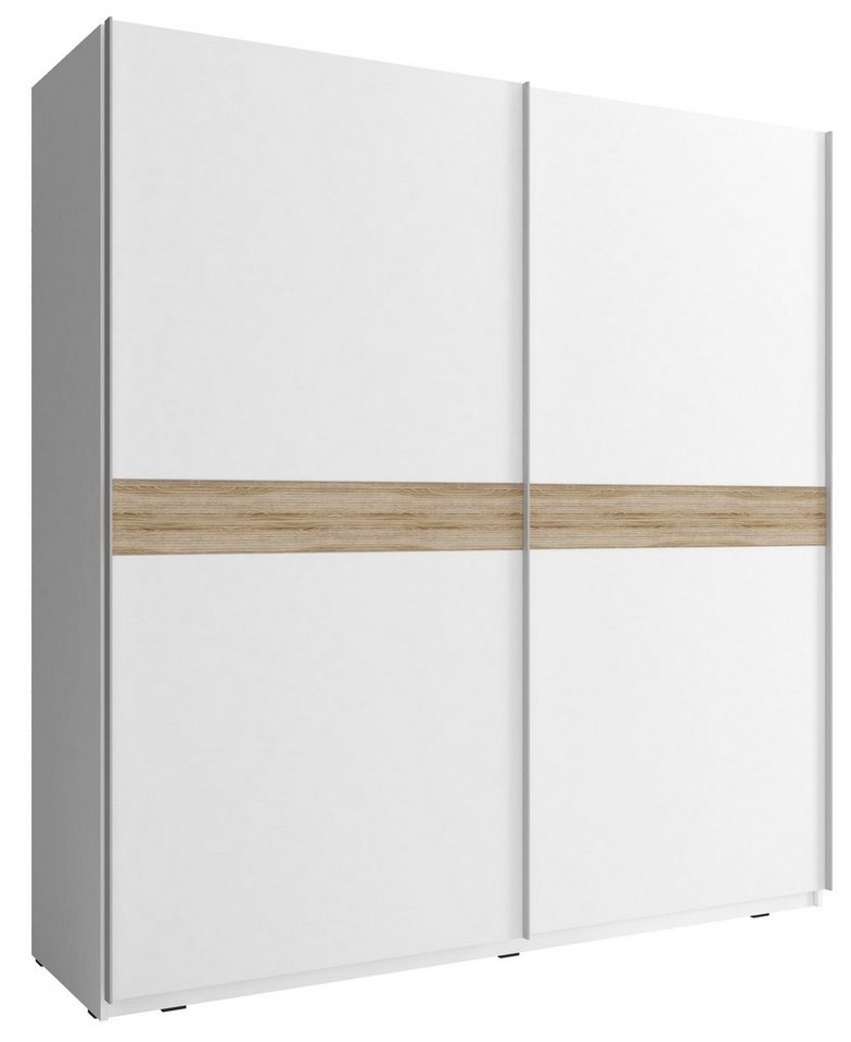 MOEBLO Kleiderschrank NELE VI (Wohnzimmerschrank 2-türig Schrank Gaderobe Schiebtüren, Schwebetürenschrank mit Einlegeböden und Kleiderstange) - (BxHxT): 150/200x214x63cm von MOEBLO