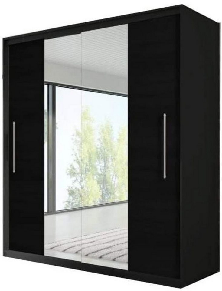 MOEBLO Kleiderschrank NICO mit spiegel (Wohnzimmer Schiebetüren Schrank Modern Design, Schwebetürenschrank, Kleiderstange und Einlegeboden für Schlafzimmer) - (BxHxT): 204x218x58 cm von MOEBLO