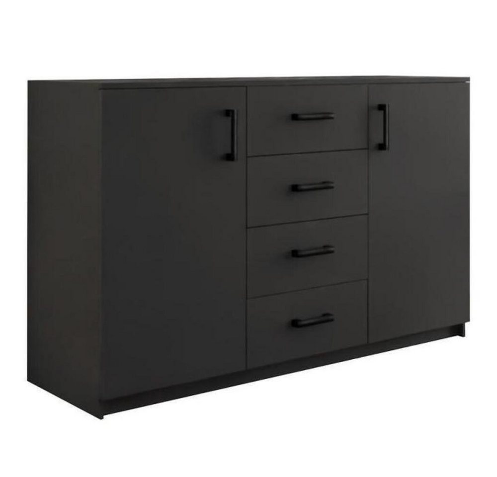 MOEBLO Kommode BAHRAIN (Sideboard Wohnzimmer Kommode Schlafzimmer Komodenschrank Highboard, Schwarze Metallgriffe), (BxHxT):150x94x45 cm von MOEBLO