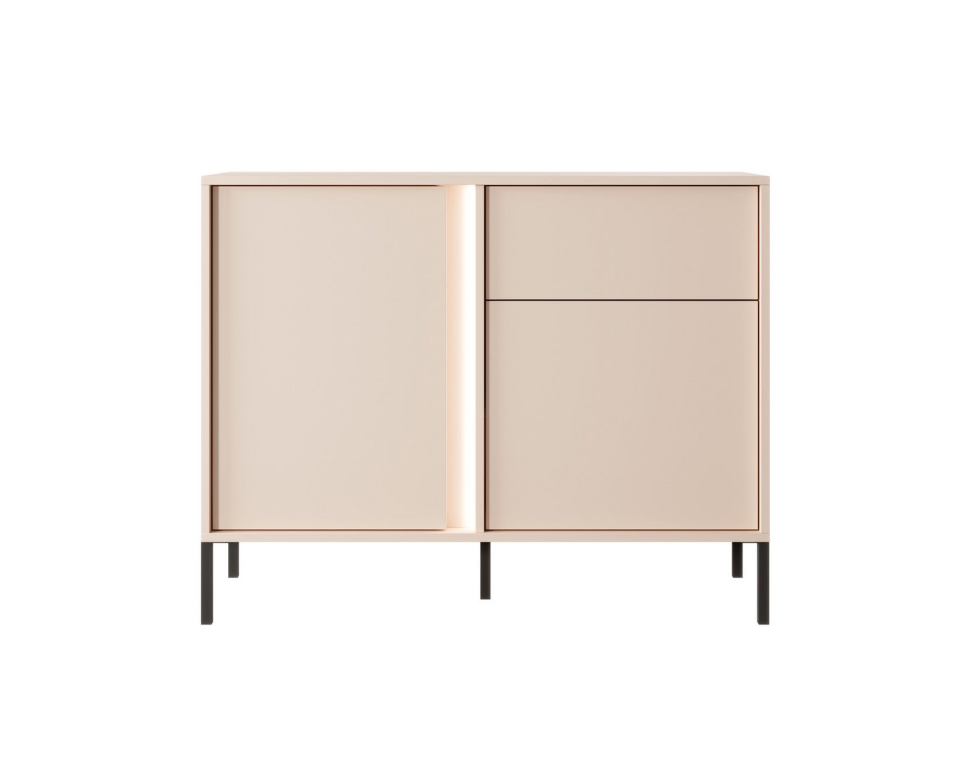 MOEBLO Kommode Calor D 103 2D1S (in Option mit/ohne LED, Sideboard Wohnzimmer Kommode Schlafzimmer Komodenschrank Highboard), B 103,3 cm / H 81,4 cm / T 39,5 cm von MOEBLO