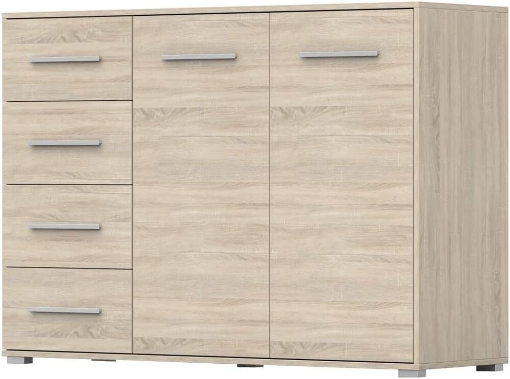 MOEBLO Kommode KOM001 (Kommode Sideboard Schubladenkommode, Highboard Schrank Beistelltisch mit 2 Türen und 4 Schubladen), (BxHxT): 135x95x45 cm von MOEBLO