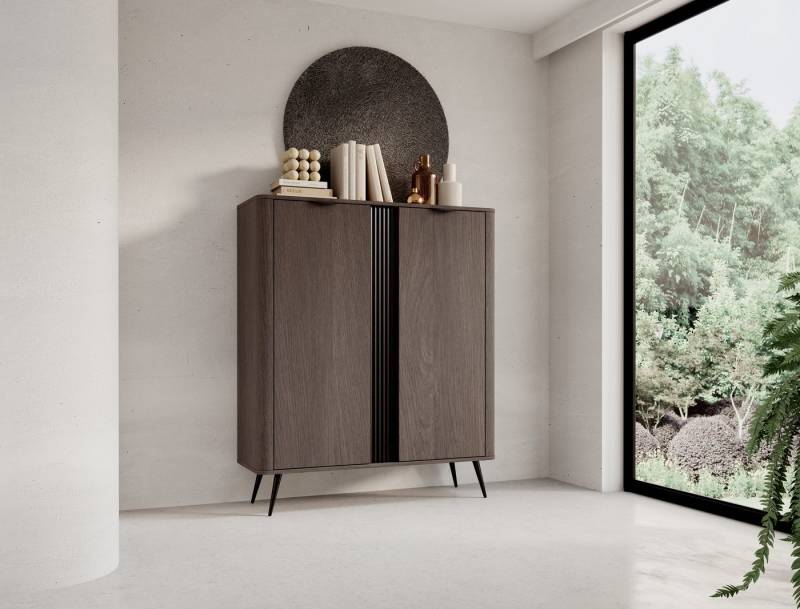 MOEBLO Kommode LARON 2D (Eiche Dunin mit 2 Türen, modernes Industrial & Japandi Design, Metallgriffe & Füße, geriffelte Zierleiste, elegantes Stauraummöbe, Sideboard Wohnzimmer Kommode Schlafzimmer Komodenschrank Highboard), (BxHxT): 113,2 x 134,2 x 38 cm MOEBLO Kommode LARON 2D (Eiche Dunin mit 2 Türen, modernes Industrial & Japandi Design, Metallgriffe & Füße, geriffelte Zierleiste, elegantes Stauraummöbe, Sideboard Wohnzimmer Kommode Schlafzimmer Komodenschrank Highboard), (BxHxT): 113,2 x 134,2 x 38 cm von MOEBLO