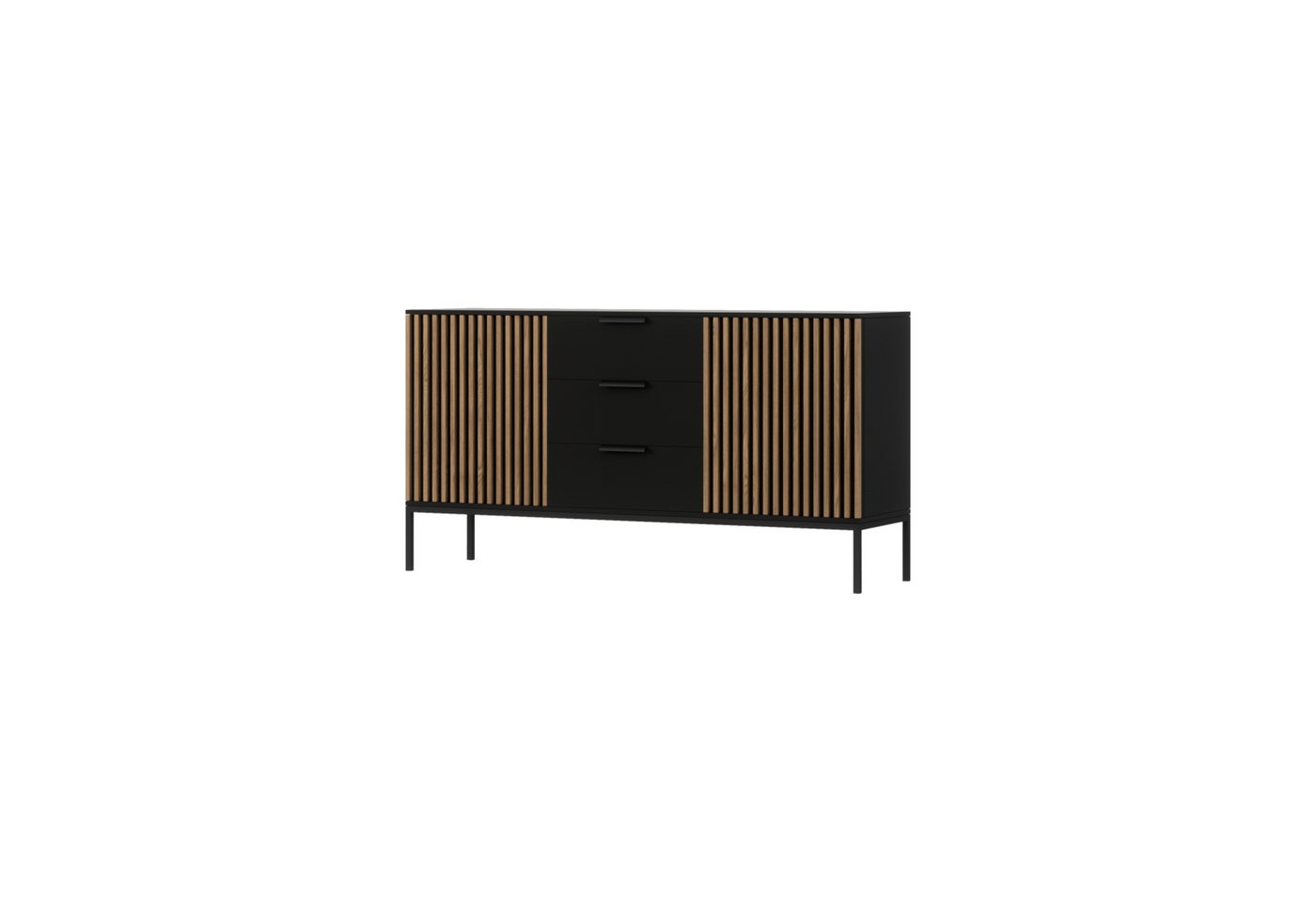 MOEBLO Kommode Meteor (Sideboard Wohnzimmer Kommode Schlafzimmer Komodenschrank Highboard, artisan / schwarz mit Schubladen), (BxHxT):150x80x40 cm von MOEBLO