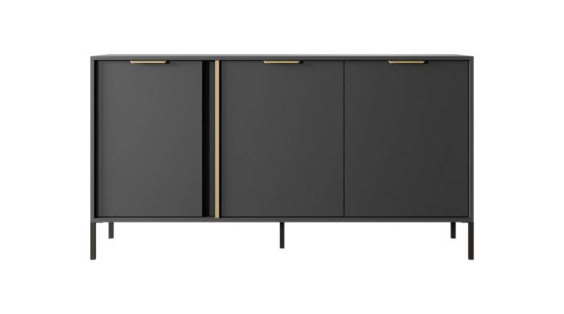 MOEBLO Kommode Nasturtium C 153 3D (Anthrazite, Golden-Metallgriffe, Sideboard Wohnzimmer Kommode Schlafzimmer Komodenschrank Highboard), B 153,1 cm / H 81,4 cm / T 39,5 cm von MOEBLO