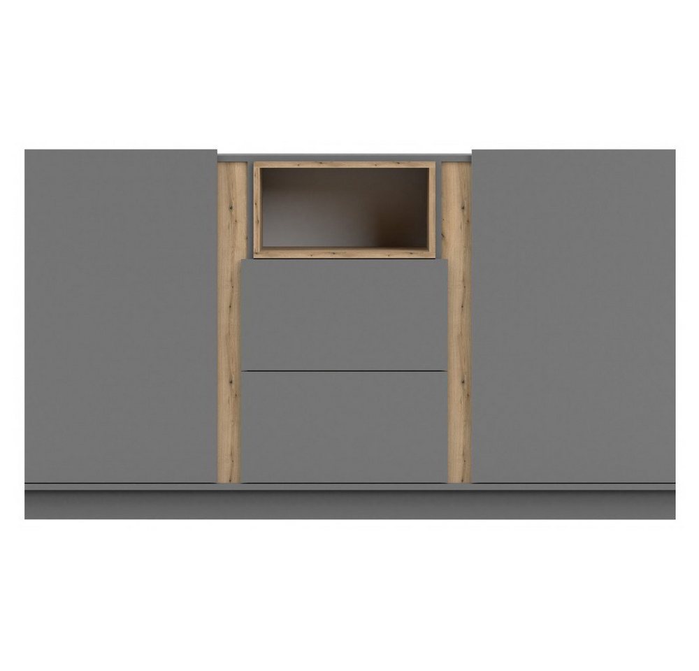 MOEBLO Kommode REYLA 04 (Grau + eiche artisan, Weiß + eiche artisan, Sideboard Wohnzimmer Kommode Schlafzimmer Komodenschrank Highboard), (BxHxT):180x96x42cm von MOEBLO