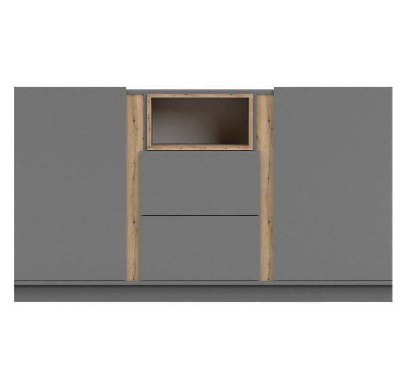 MOEBLO Kommode REYLA 04 (Grau + eiche artisan, Weiß + eiche artisan, Sideboard Wohnzimmer Kommode Schlafzimmer Komodenschrank Highboard), (BxHxT):180x96x42cm von MOEBLO