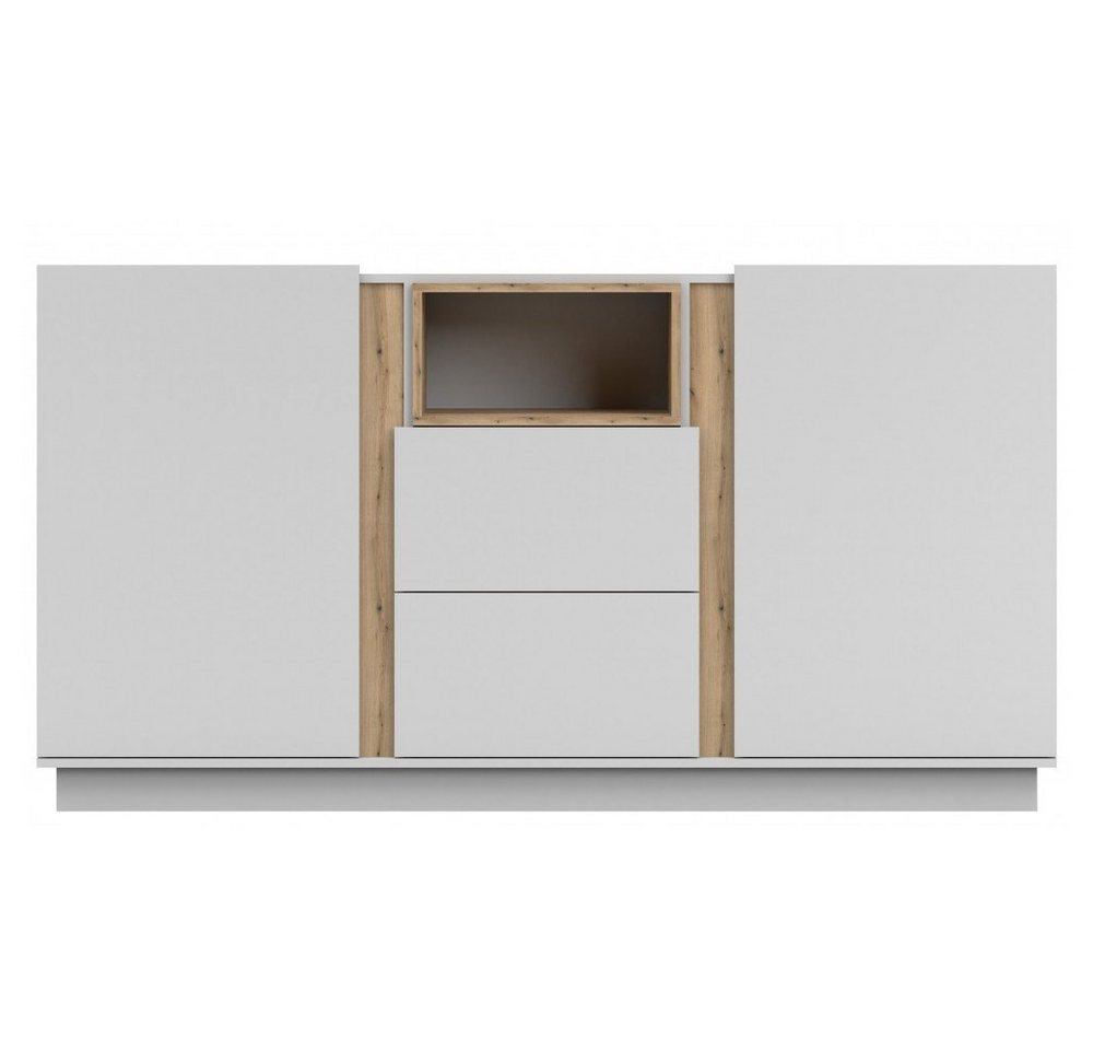 MOEBLO Kommode REYLA 04 (Grau + eiche artisan, Weiß + eiche artisan, Sideboard Wohnzimmer Kommode Schlafzimmer Komodenschrank Highboard), (BxHxT):180x96x42cm von MOEBLO