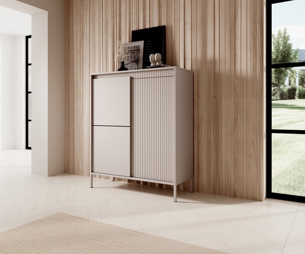 MOEBLO Kommode Rifaro A 3D (geriffelte-Fronten, Sideboard Wohnzimmer Kommode Schlafzimmer Komodenschrank Highboard, Push-to-open-Öffnung), (BxHxT):103x123x39 cm von MOEBLO