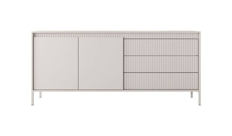 MOEBLO Kommode Rifaro C 187 2d3s (geriffelte-Fronten, Sideboard Wohnzimmer Kommode Schlafzimmer Komodenschrank Highboard, Push-to-open-Öffnung) von MOEBLO