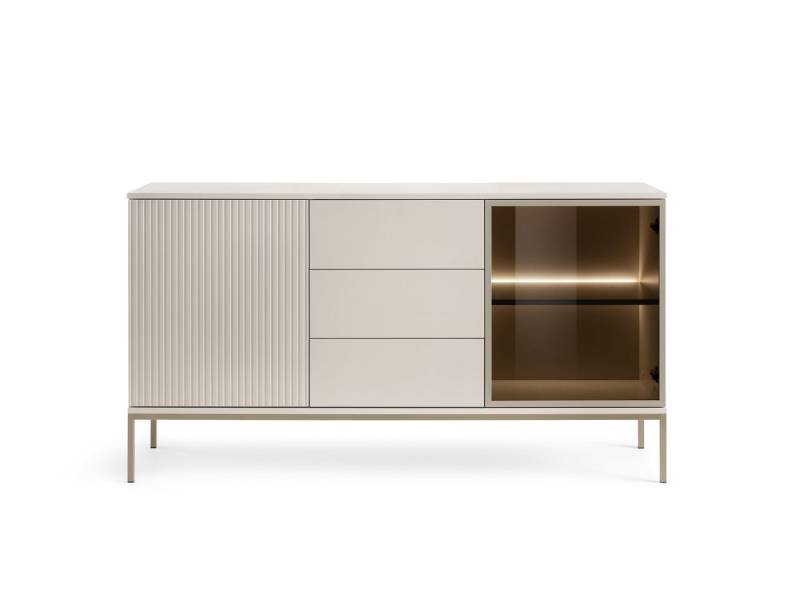 MOEBLO Kommode Sentino SSZ154 LED (Sideboard Wohnzimmer Kommode Schlafzimmer Komodenschrank Highboard, mit gefräster Front und LED-Beleuchtung), (HxBxT):83x154x39 cm von MOEBLO
